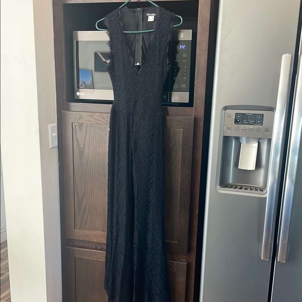 VENUS Elegant Lace Black Jumpsuit